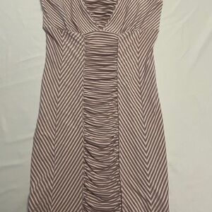 Free People Ruched Body Con  Sailor Stripe Beige/Pink strapless tube dress